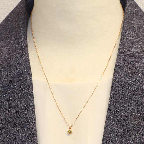 K18PG トリートイエローダイヤモンド ペンダントネックレス 0.227ct D0.01ct