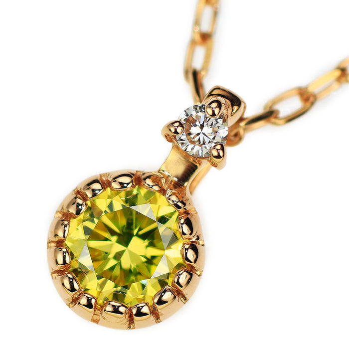 K18PG トリートイエローダイヤモンド ペンダントネックレス 0.227ct D0.01ct