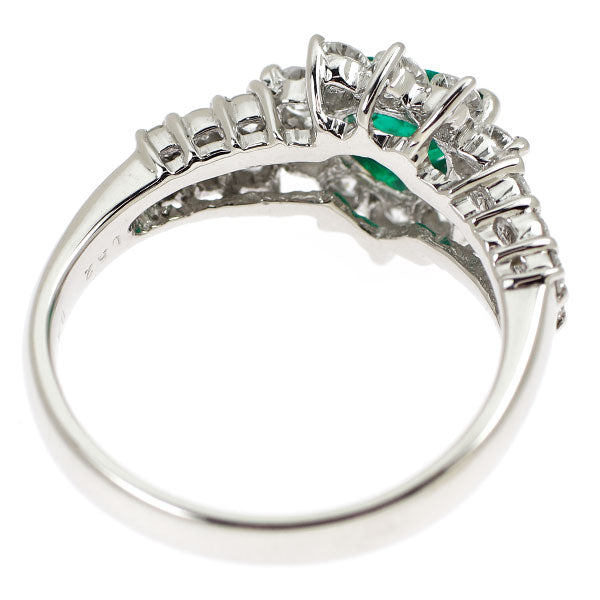 Pt900 ハートシェイプ エメラルド ダイヤモンド リング 0.52ct D0.86ct