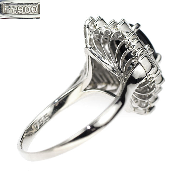 Pt900 ブラックオパール ダイヤモンド リング 0.90ct D0.55ct
