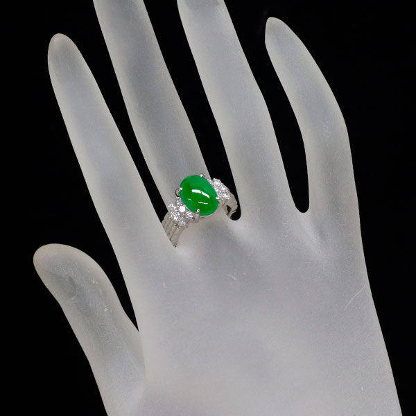 Pt900 翡翠 ダイヤモンド リング 3.50ct D0.52ct