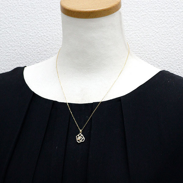 K18YG ダイヤモンド ペンダントネックレス 0.33ct フラワー