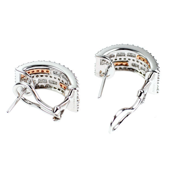 K18WG/PG 天然ピンク/カラーレス ダイヤモンド ピアス 3.00ct