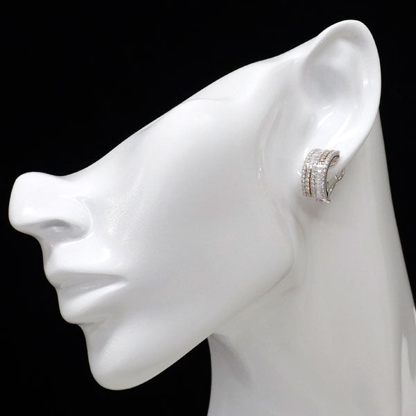 K18WG/PG 天然ピンク/カラーレス ダイヤモンド ピアス 3.00ct