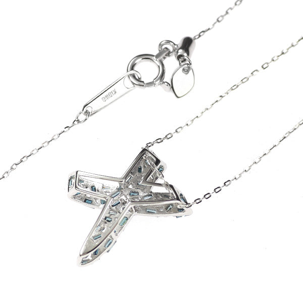 K18WG トリートブルー ダイヤモンド ペンダントネックレス 0.30ct
