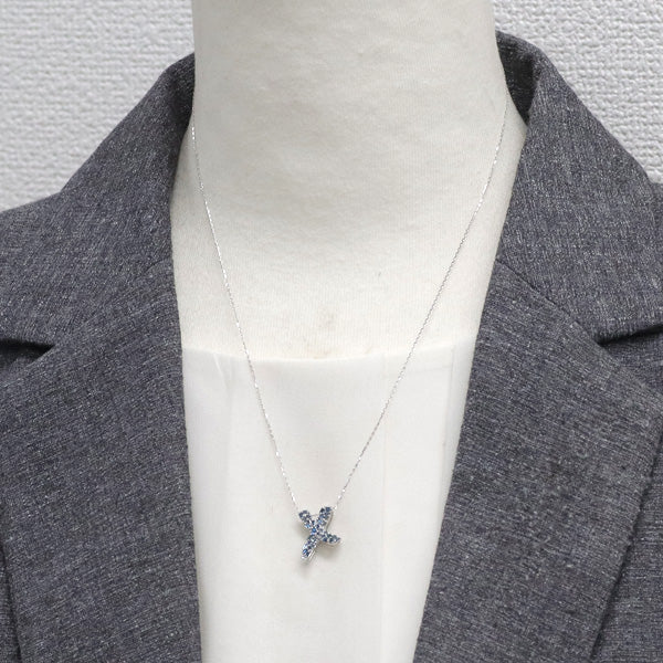 K18WG トリートブルー ダイヤモンド ペンダントネックレス 0.30ct