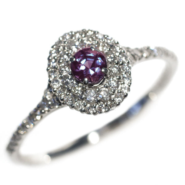 新品 希少 Pt950 アレキサンドライト ダイヤモンド リング 0.202ct D0.28ct【エスコレ】