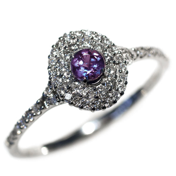 新品 希少 Pt950 アレキサンドライト ダイヤモンド リング 0.213ct D0.28ct【エスコレ】