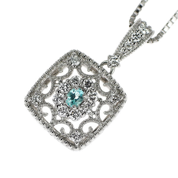 Pt パライバトルマリン ダイヤモンド ペンダントネックレス 0.04ct D0.17ct