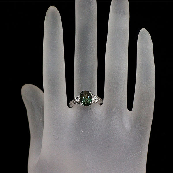 K18WG カラーチェンジアンデシン ダイヤモンド リング 1.93ct D0.04ct