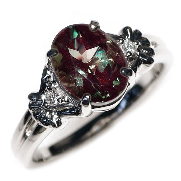 K18WG カラーチェンジアンデシン ダイヤモンド リング 1.93ct D0.04ct