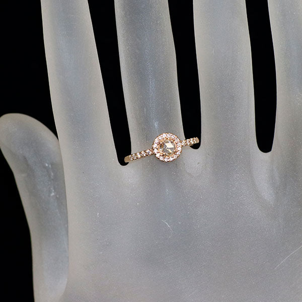 K18PG ローズカット ダイヤモンド リング 0.16ct D0.20ct — セルビー