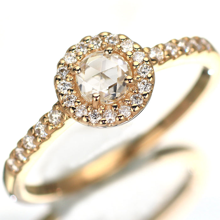 K18PG ローズカット ダイヤモンド リング 0.16ct D0.20ct