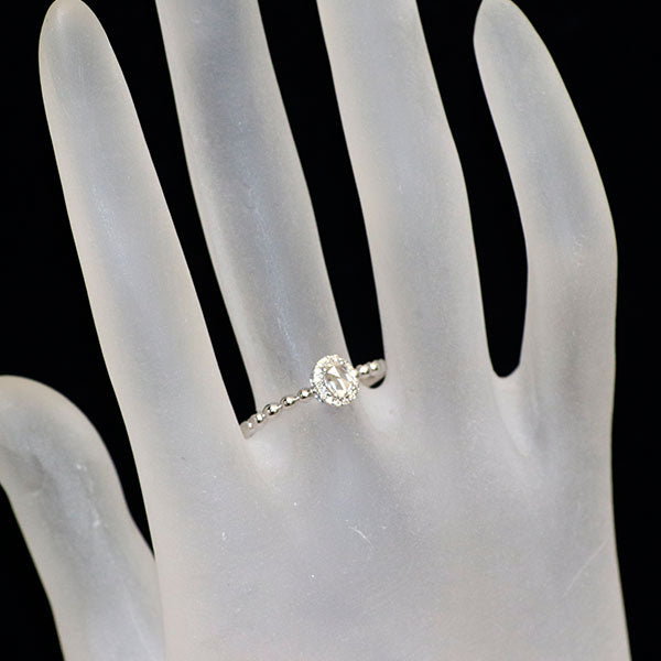 K18WG ローズカット/ラウンドブリリアント ダイヤモンド リング 0.15ct