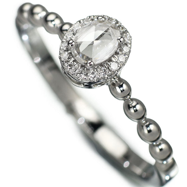 K18WG ローズカット/ラウンドブリリアント ダイヤモンド リング 0.15ct