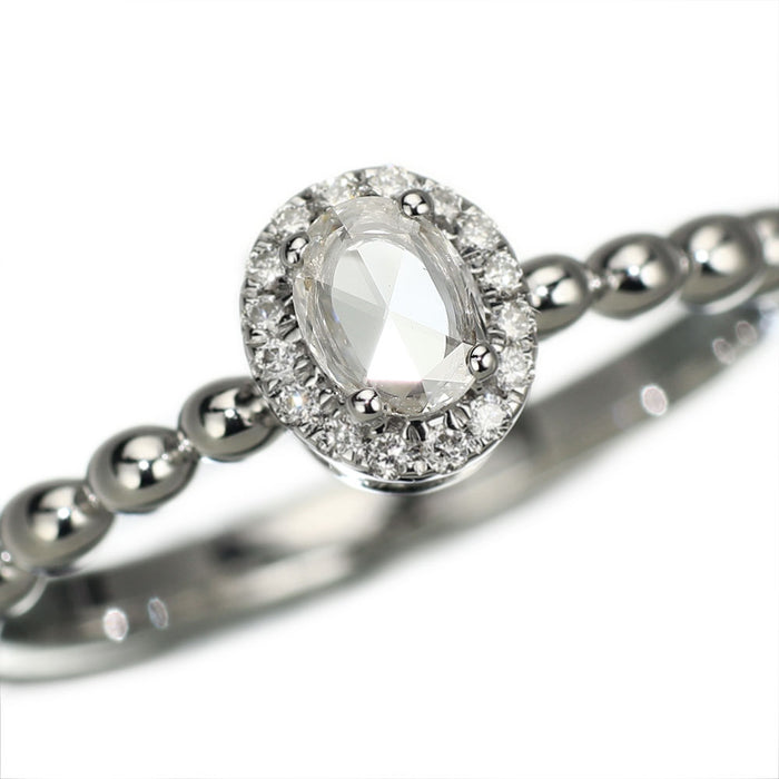 K18WG ローズカット/ラウンドブリリアント ダイヤモンド リング 0.15ct