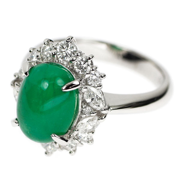 Pt900 エメラルドキャッツアイ ダイヤモンド リング 4.33ct D0.73ct
