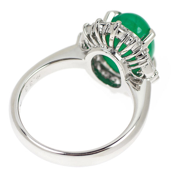Pt900 エメラルドキャッツアイ ダイヤモンド リング 4.33ct D0.73ct