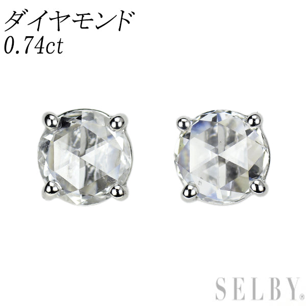 Pt900 ローズカット ダイヤモンド スタッド ピアス 0.74ct