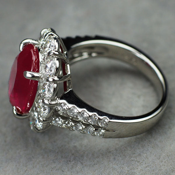 Pt900 ミャンマー産 ルビー ダイヤモンド リング 6.178ct D2.12ct