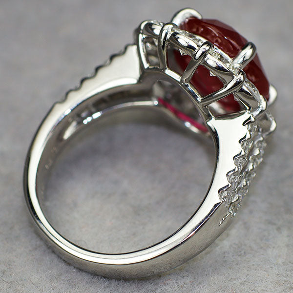 Pt900 ミャンマー産 ルビー ダイヤモンド リング 6.178ct D2.12ct
