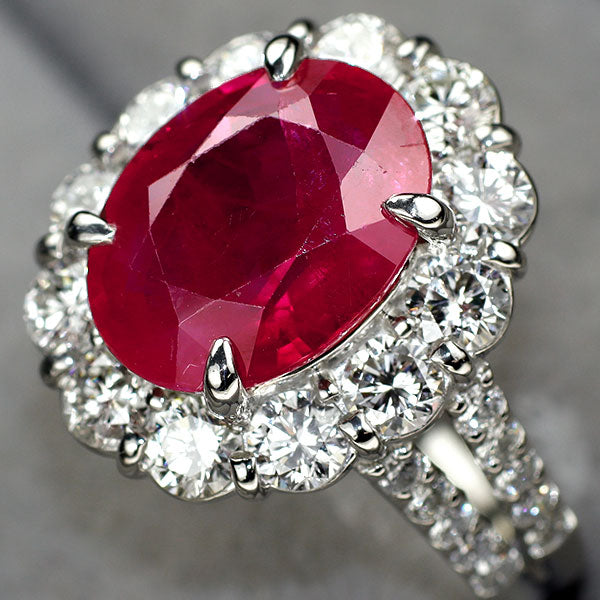 Pt900 ミャンマー産 ルビー ダイヤモンド リング 6.178ct D2.12ct