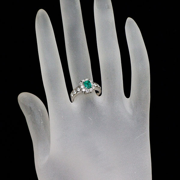Pt900 エメラルド ダイヤモンド リング 0.51ct D.64ct