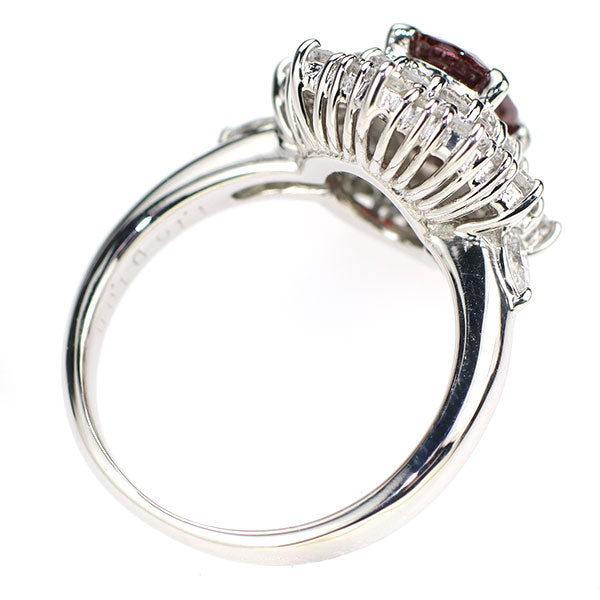 Pt850 レッドスピネル ダイヤモンド リング 1.16ct D1.00ct