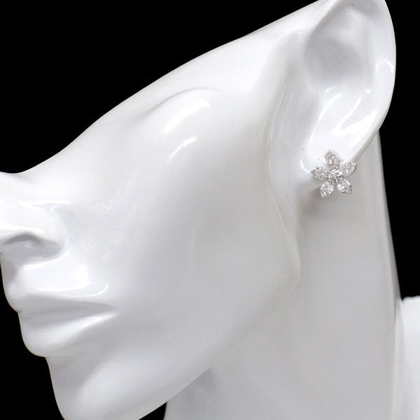 K18WG ダイヤモンド ピアス 1.12ct フラワー