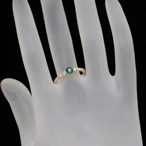 希少 K18YG グランディディエライト ダイヤモンド リング 0.26ct D0.22ct