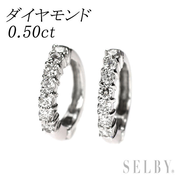 K18WG ダイヤモンド イヤリング 0.50ct フープ