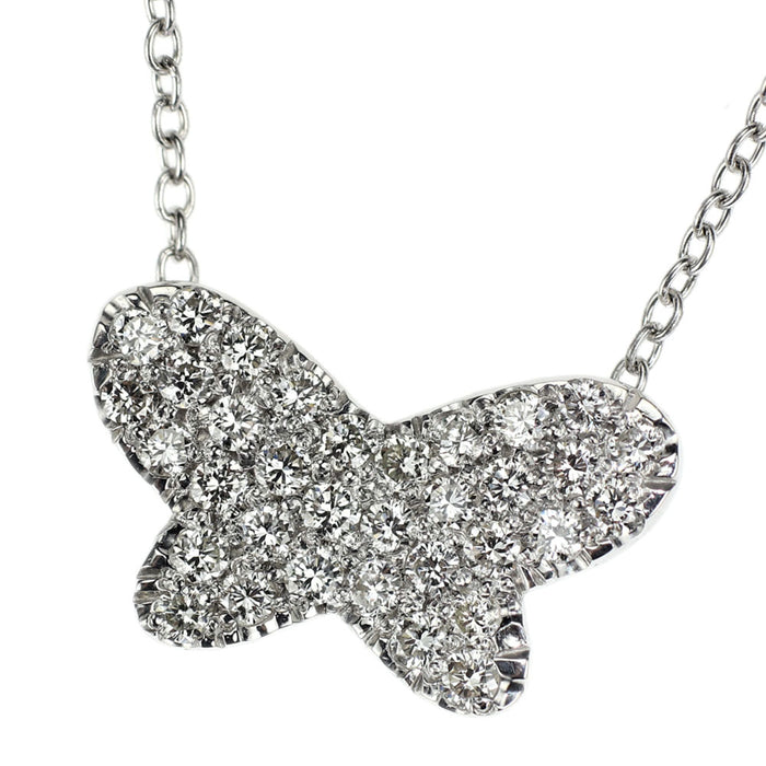 ポンテヴェキオ K18WG ダイヤモンド ペンダントネックレス 0.46ct 蝶 パヴェ