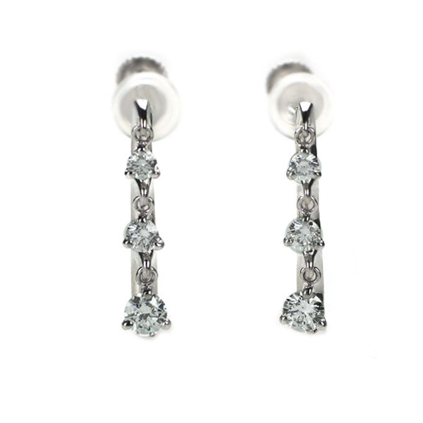 トリロジー Pt900 ダイヤモンド イヤリング 0.285ct F/E SI1/SI2 VG/G D0.24ct