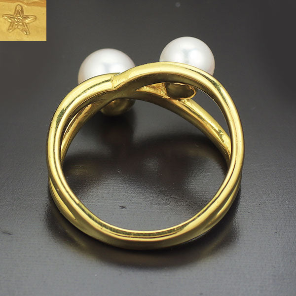 GINZA TANAKA/田中貴金属 K24YG アコヤ真珠 リング 径約5.7mm/6.3mm