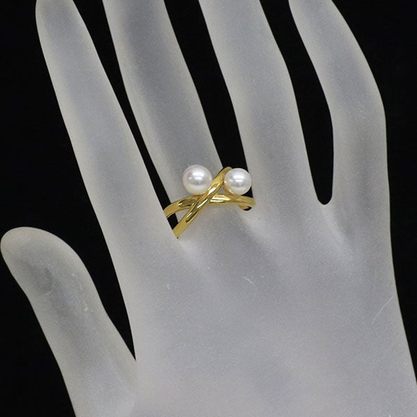 GINZA TANAKA/田中貴金属 K24YG アコヤ真珠 リング 径約5.7mm/6.3mm