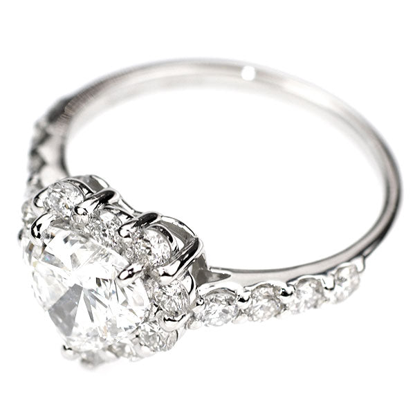新品 Pt950 GIA鑑定書付 ハートシェイプ ダイヤモンド ダイヤモンド リング 1.29ct G VS2 D0.79ct【エスコレ】