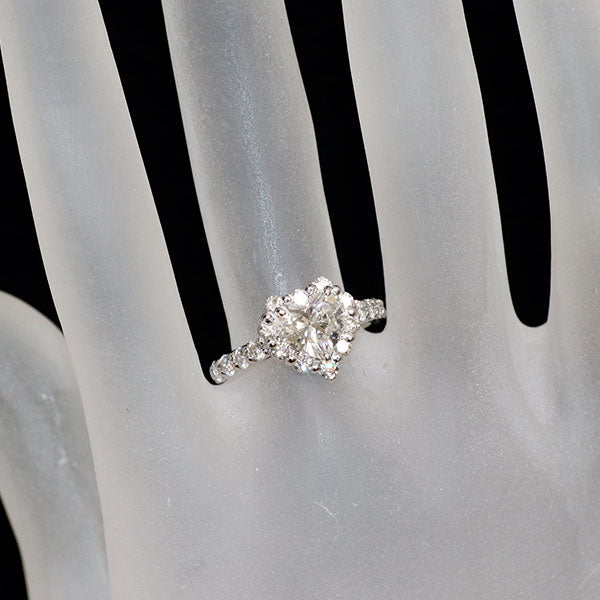 新品 Pt950 GIA鑑定書付 ハートシェイプ ダイヤモンド ダイヤモンド リング 1.29ct G VS2 D0.79ct【エスコレ】