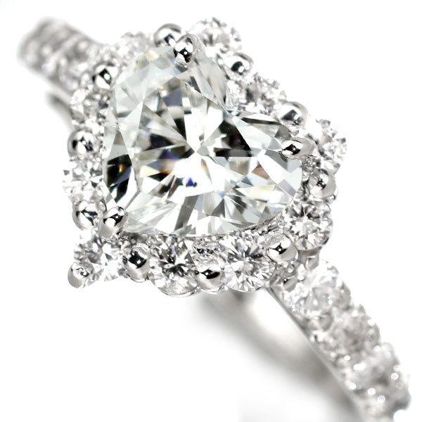 新品 Pt950 GIA鑑定書付 ハートシェイプ ダイヤモンド ダイヤモンド リング 1.29ct G VS2 D0.79ct【エスコレ】