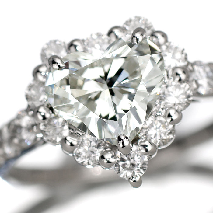 新品 Pt950 GIA鑑定書付 ハートシェイプ ダイヤモンド ダイヤモンド リング 1.29ct G VS2 D0.79ct【エスコレ】