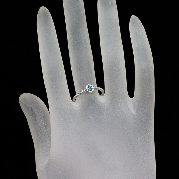 新品 希少 Pt950 ブラジル産パライバトルマリン ダイヤモンド リング 0.073ct D0.12ct【エスコレ】