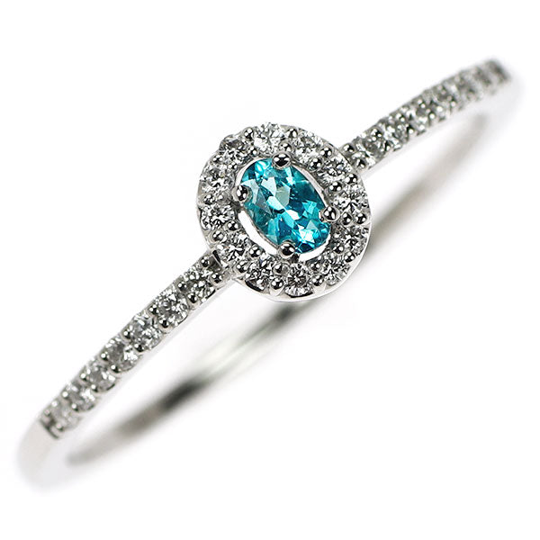 新品 希少 Pt950 ブラジル産パライバトルマリン ダイヤモンド リング 0.070ct D0.12ct【エスコレ】