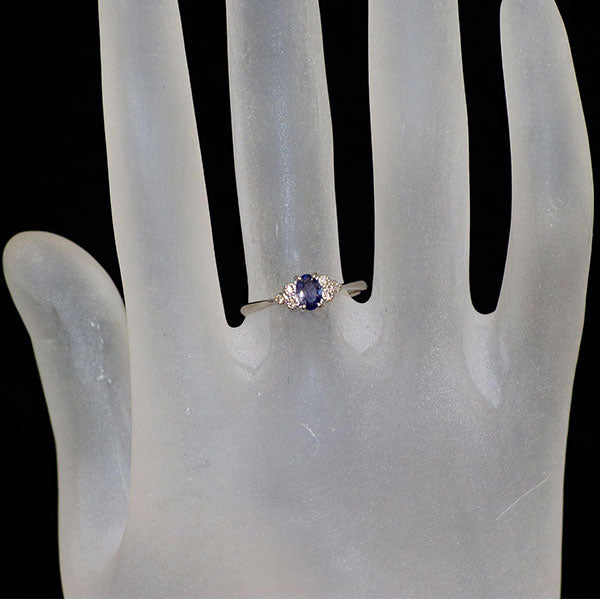 新品 Pt950 マダガスカル産単結晶 デュモルチェライト ダイヤモンド リング 0.232ct D0.04ct レアストーン【エスコレ】