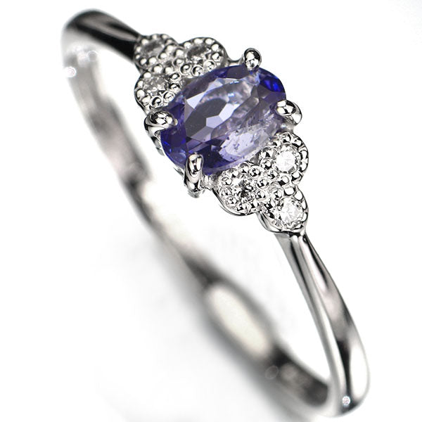 新品 Pt950 マダガスカル産単結晶 デュモルチェライト ダイヤモンド リング 0.232ct D0.04ct レアストーン【エスコレ】