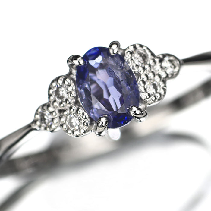 新品 Pt950 マダガスカル産単結晶 デュモルチェライト ダイヤモンド リング 0.232ct D0.04ct レアストーン【エスコレ】