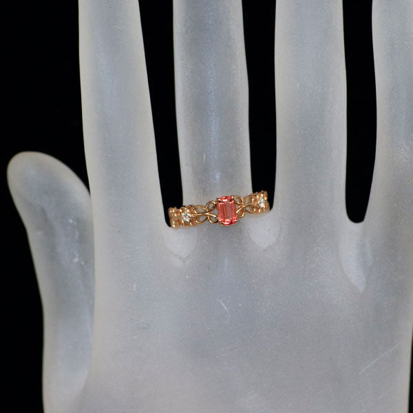 新品 希少 K18PG ナイジェリア産 ヴェイリネナイト ダイヤモンド リング 0.366ct D0.04ct 【エスコレ】