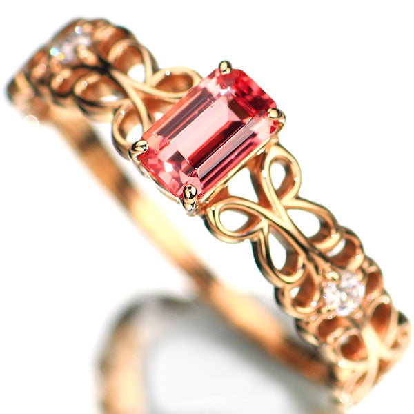新品 希少 K18PG ナイジェリア産 ヴェイリネナイト ダイヤモンド リング 0.366ct D0.04ct 【エスコレ】
