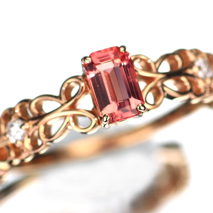 新品 希少 K18PG ナイジェリア産 ヴェイリネナイト ダイヤモンド リング 0.366ct D0.04ct 【エスコレ】