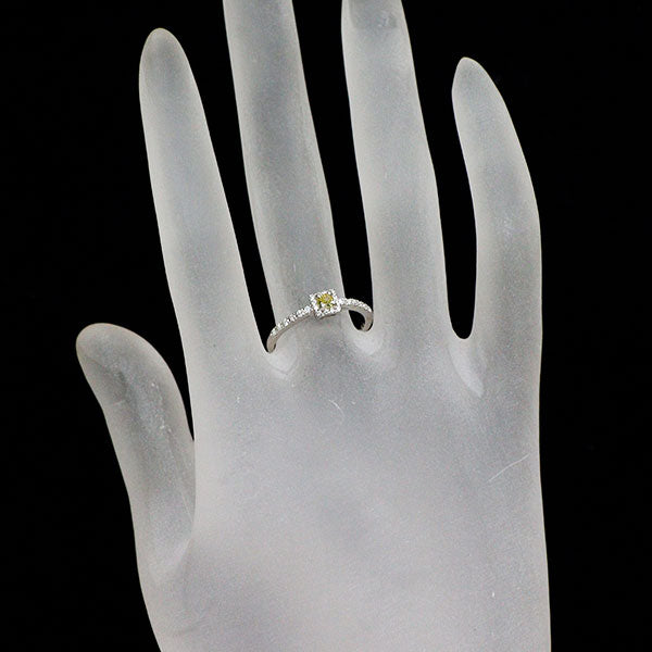新品 Pt950 天然イエロー ダイヤモンド リング 0.164ct FIY SI1 D0.16ct【エスコレ】