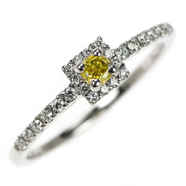 新品 Pt950 天然イエロー ダイヤモンド リング 0.164ct FIY SI1 D0.16ct【エスコレ】