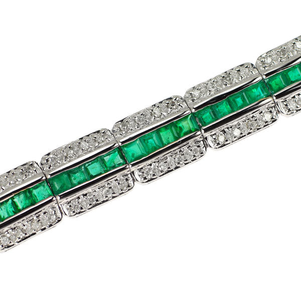 K18WG エメラルド ダイヤモンド ブレスレット 6.00ct D1.10ct